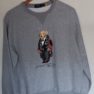 Ralph Lauren Grey Crewneck Sweatshirt with Polo Bear Graphic